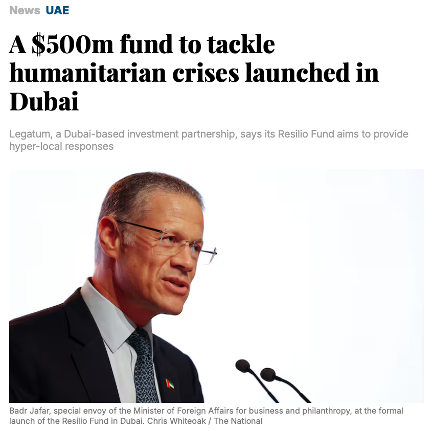 His Excellency Badr Jafar, opens the launch of Legatum's latest philanthropic fund, Resilio.