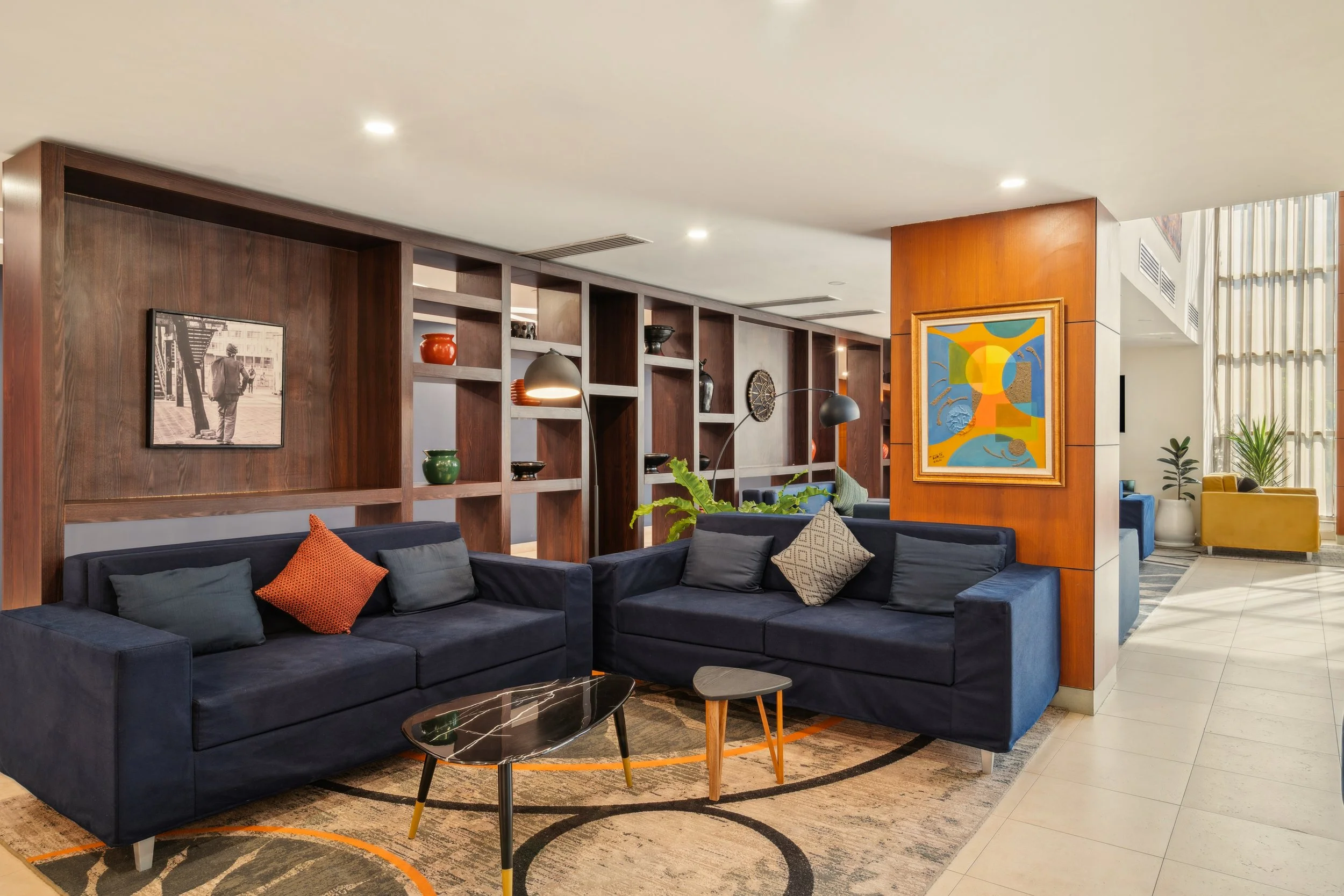 Hotel photography of hilton addis ababa airport in africa by miguel gomes professional hotel and hospitality photographer. photography featuring interior design of the lounge from the interior.
