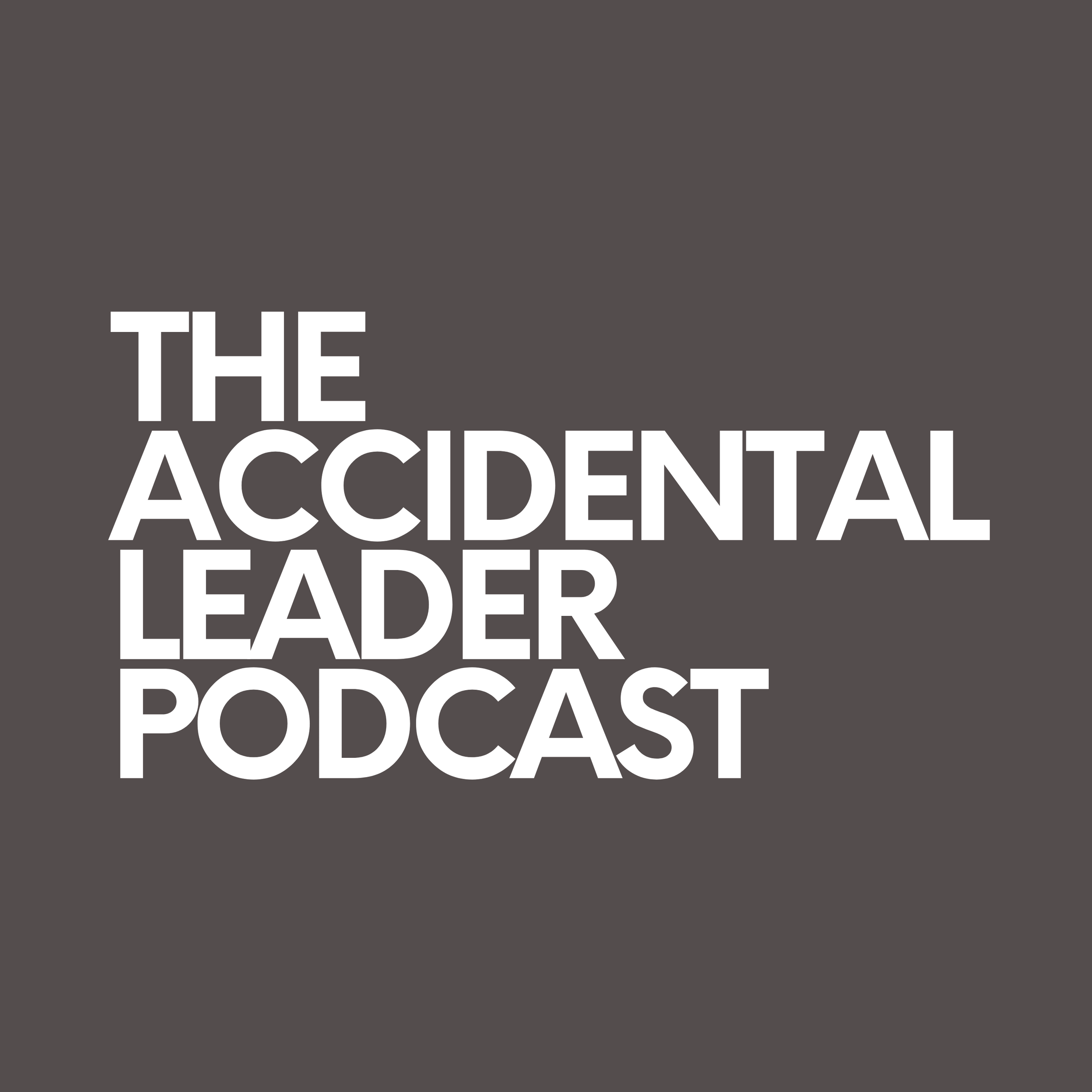 Gray background with white text that reads "The Accidental Leader Podcast"