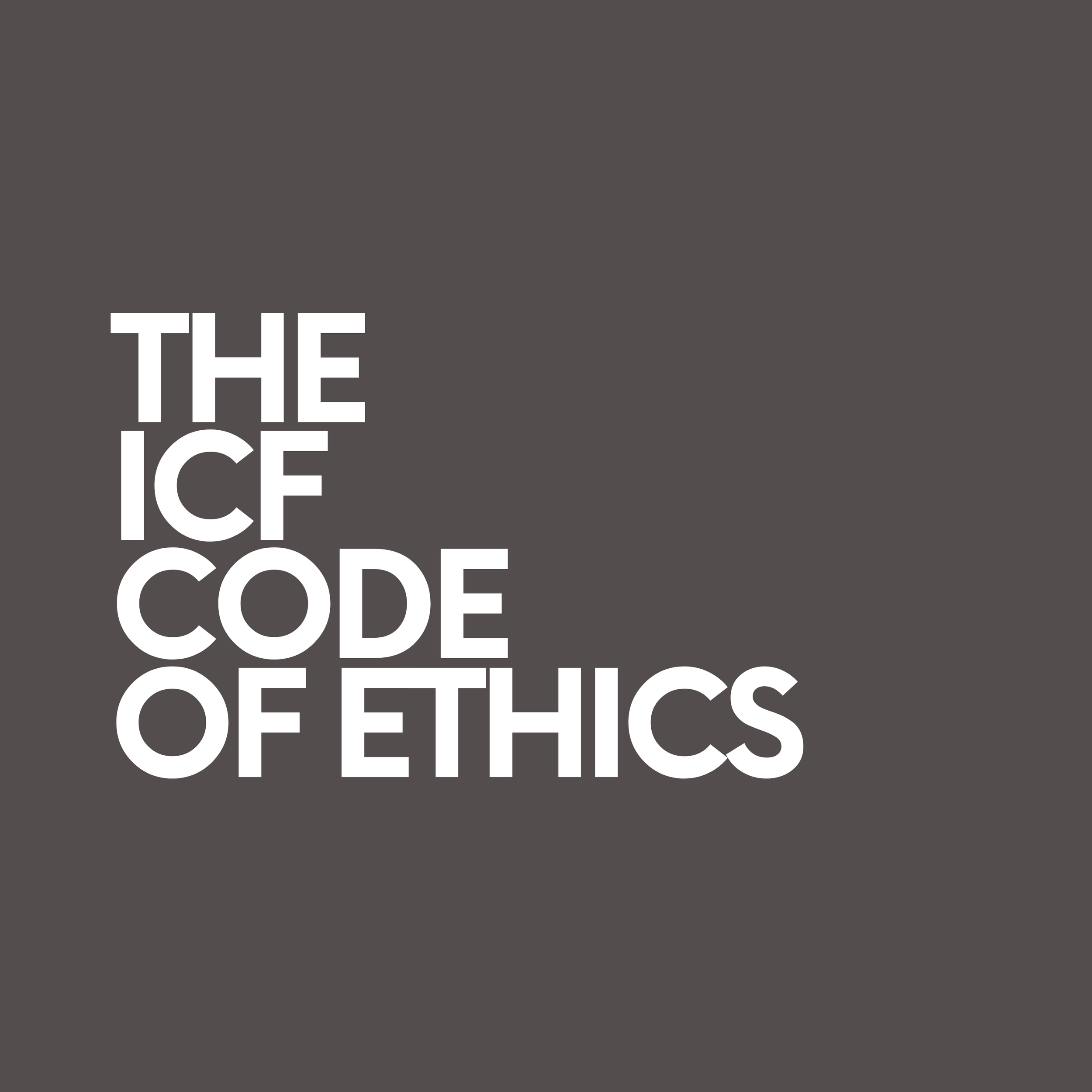 Text on a dark gray background reads 'The ICE Code of Ethics'.
