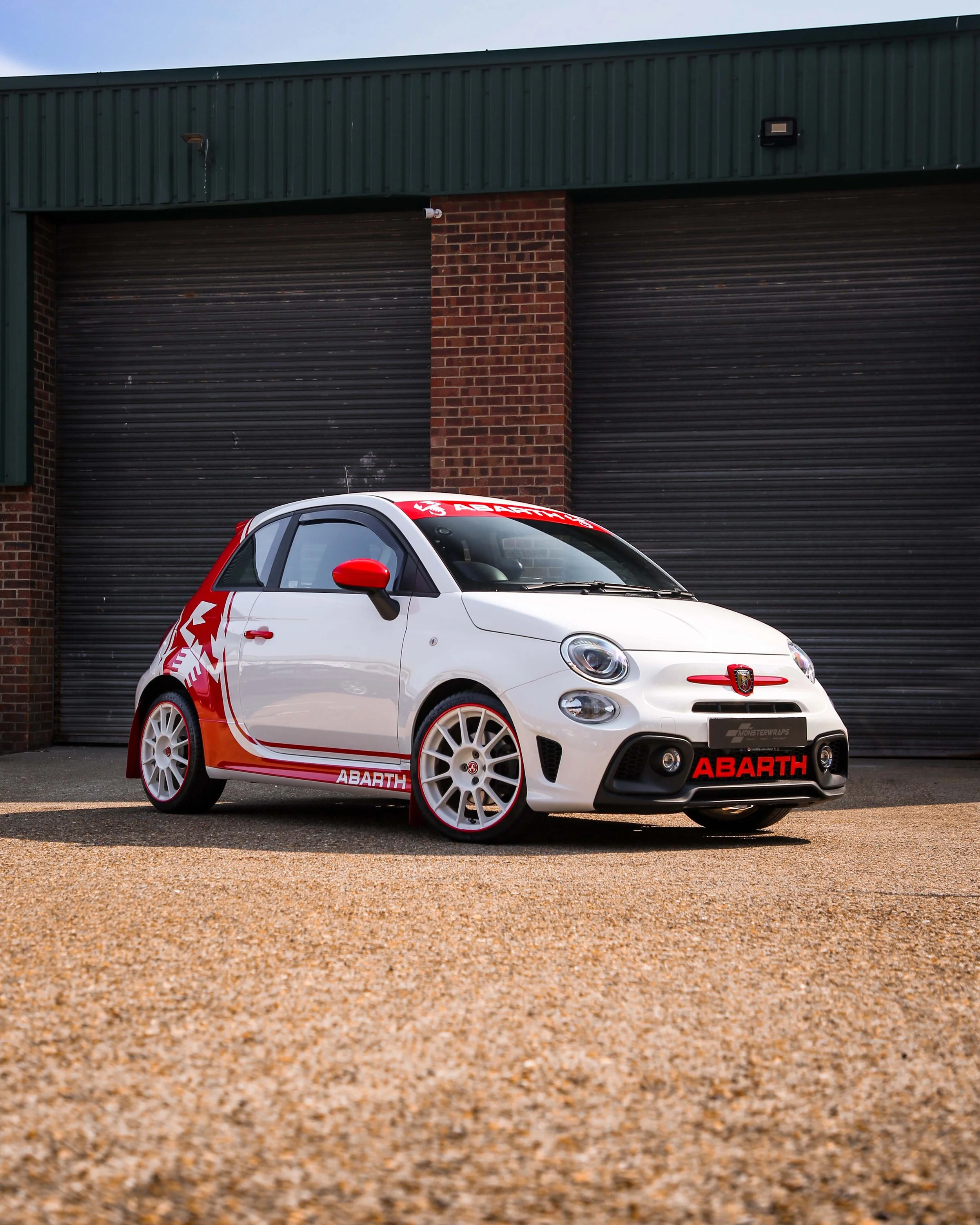 abarth 595 rear quarter designed and wrapped in custom design