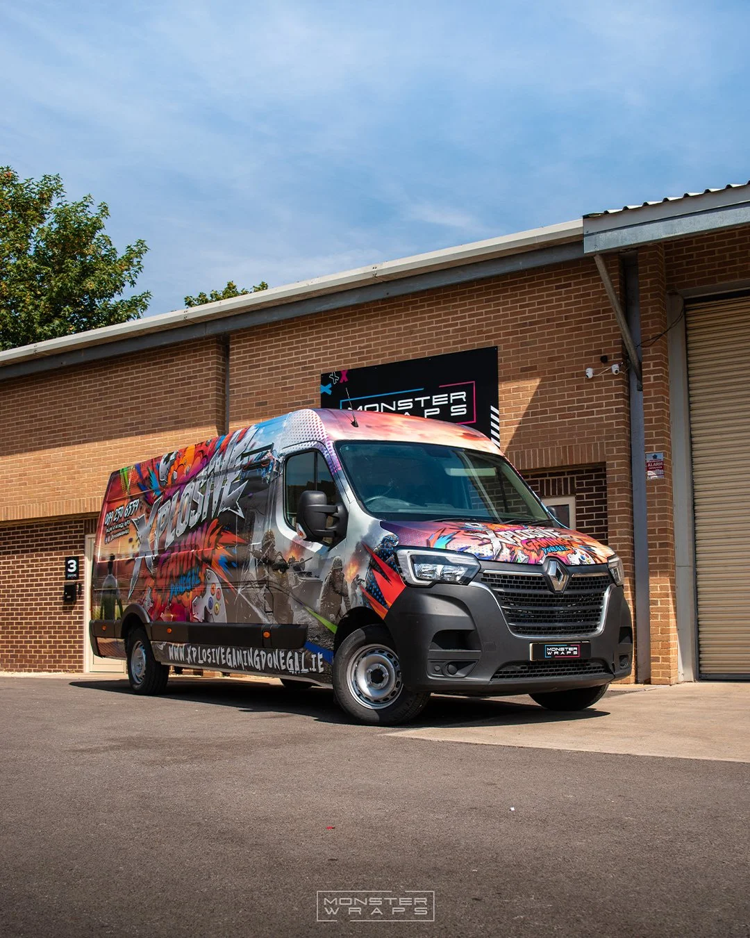 Xplosive Gaming fully custom designed digitally printed commercial branded wrap