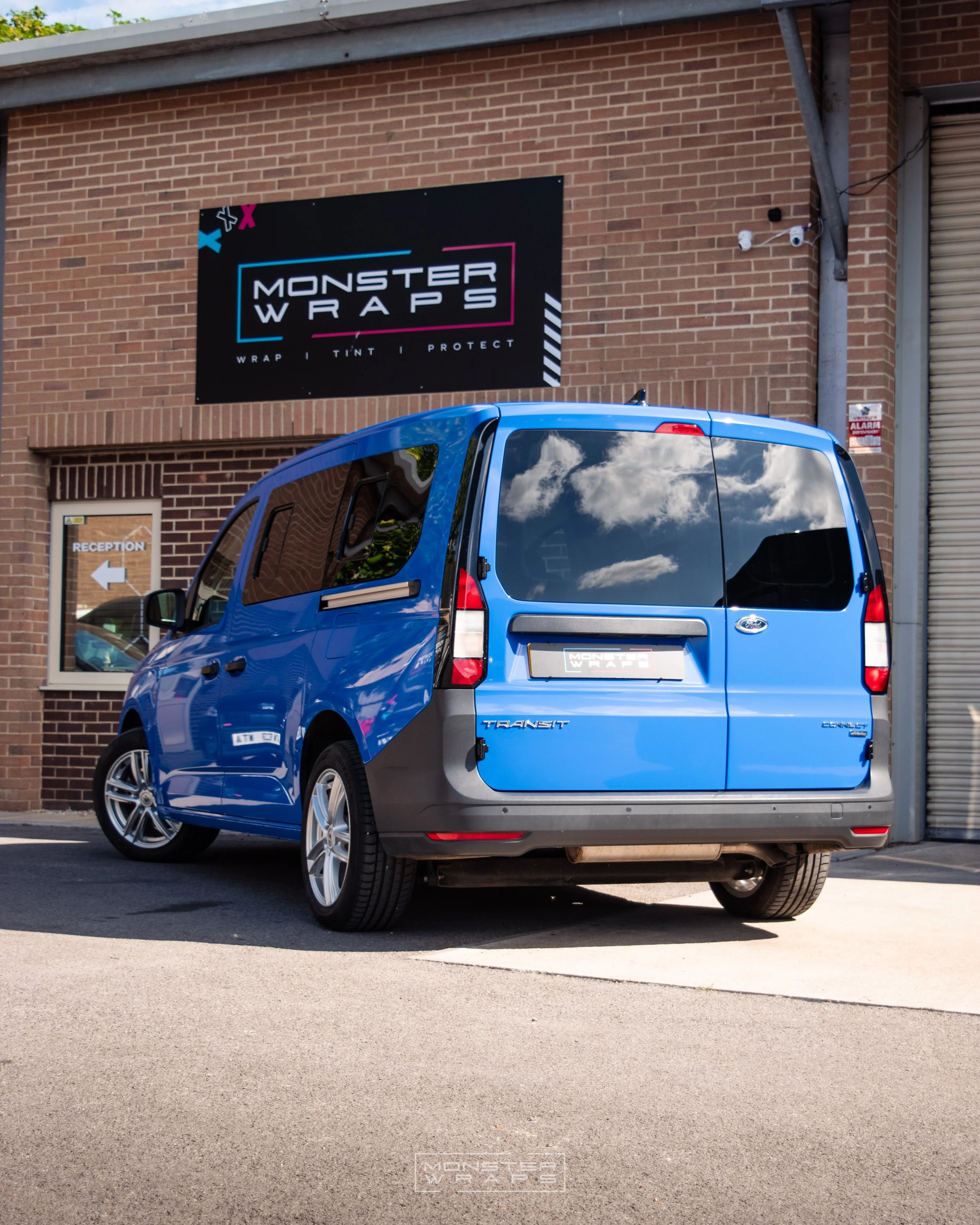 Ford Transit Connect full colour change van wrap Oracal gloss sea blue