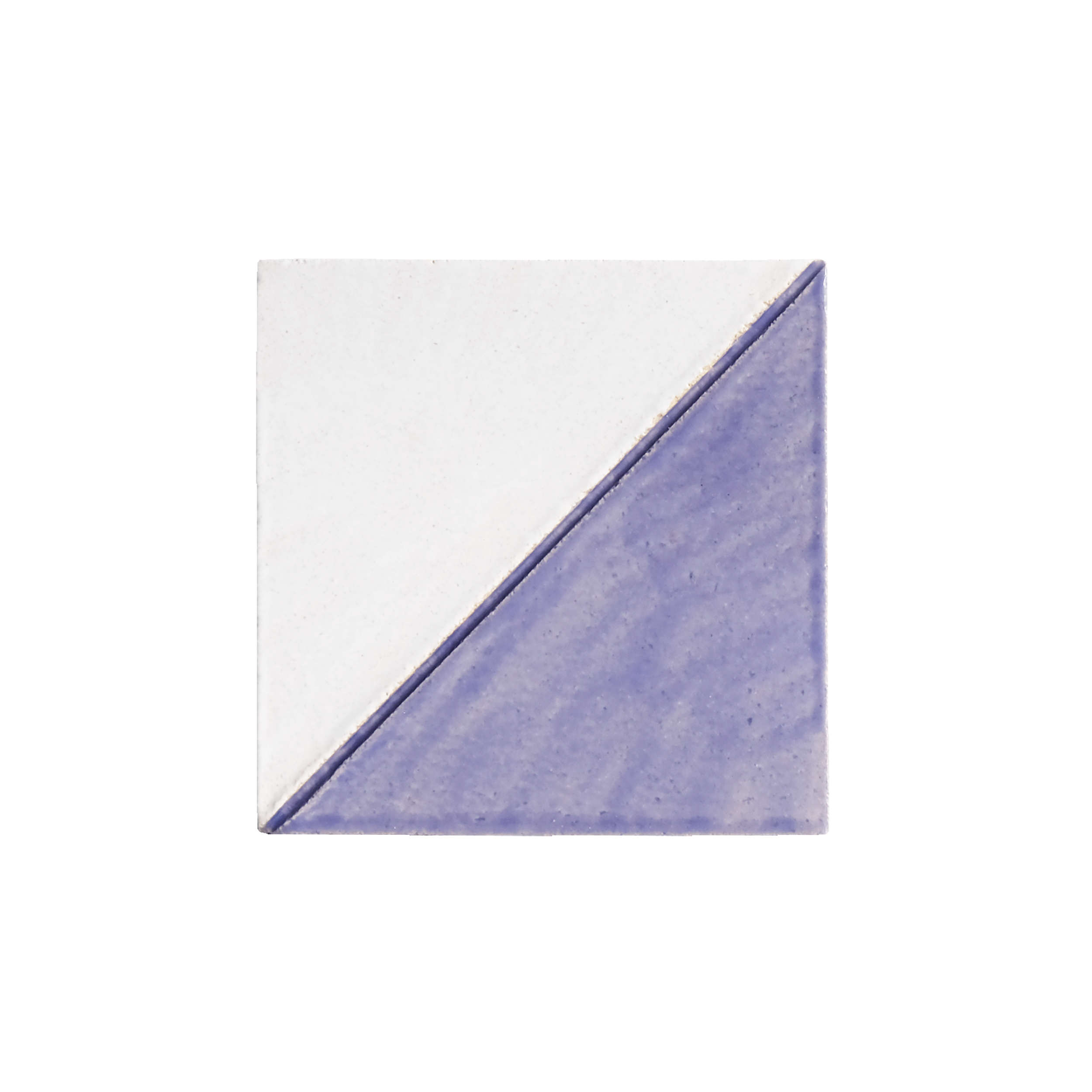 Handmade artisan ceramic tile in cotton purple tones