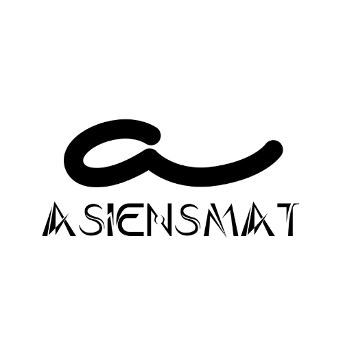 Abstract logo with a stylized 'a' and text "ASIENSMAT" below
