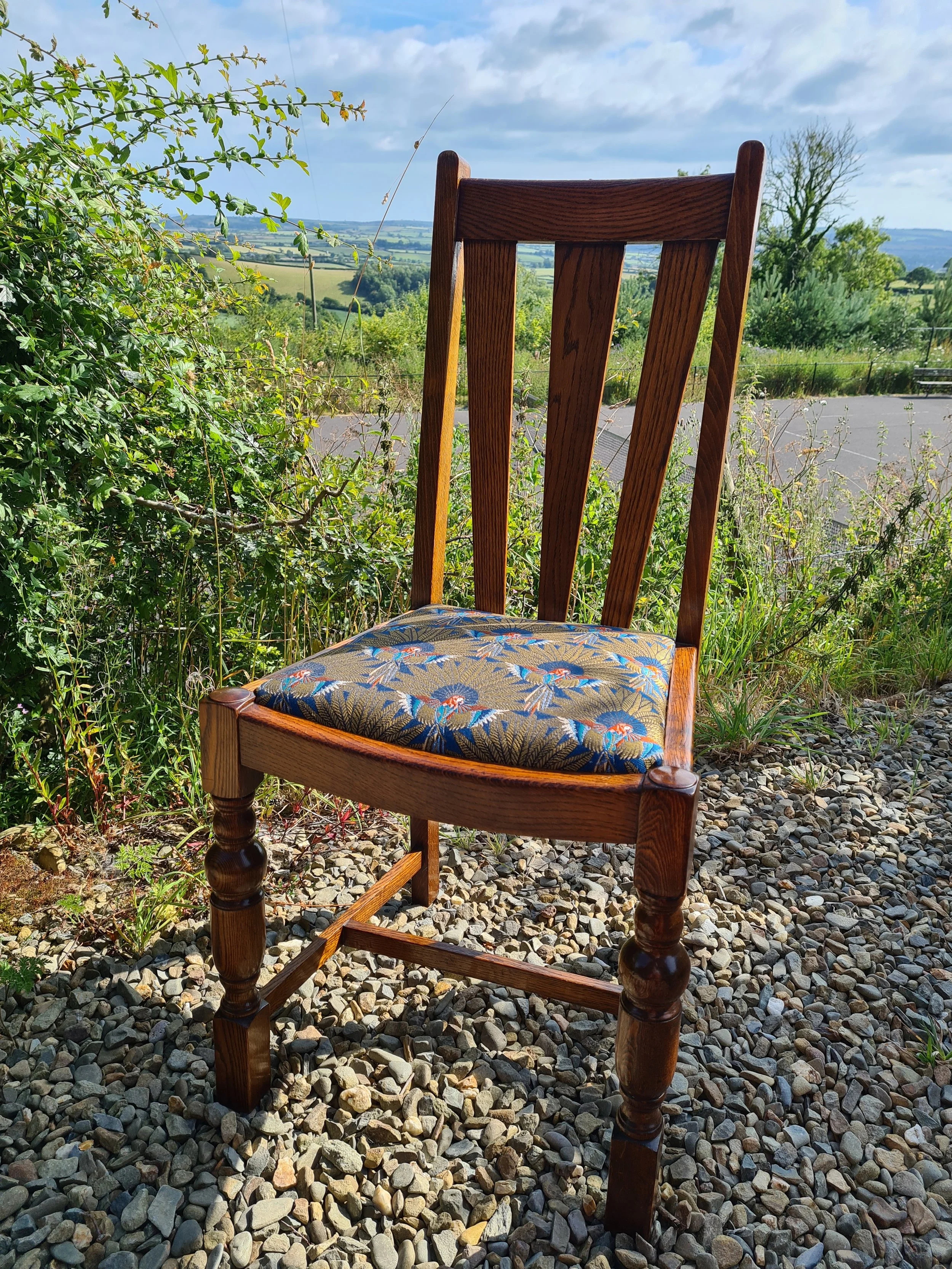 restored and reupholstered antique dining chair in stockport