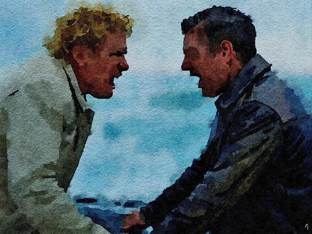 Legs McNeil threatens Gideon Samuels by exposing his past. Gideon didn't warm up to his threat.