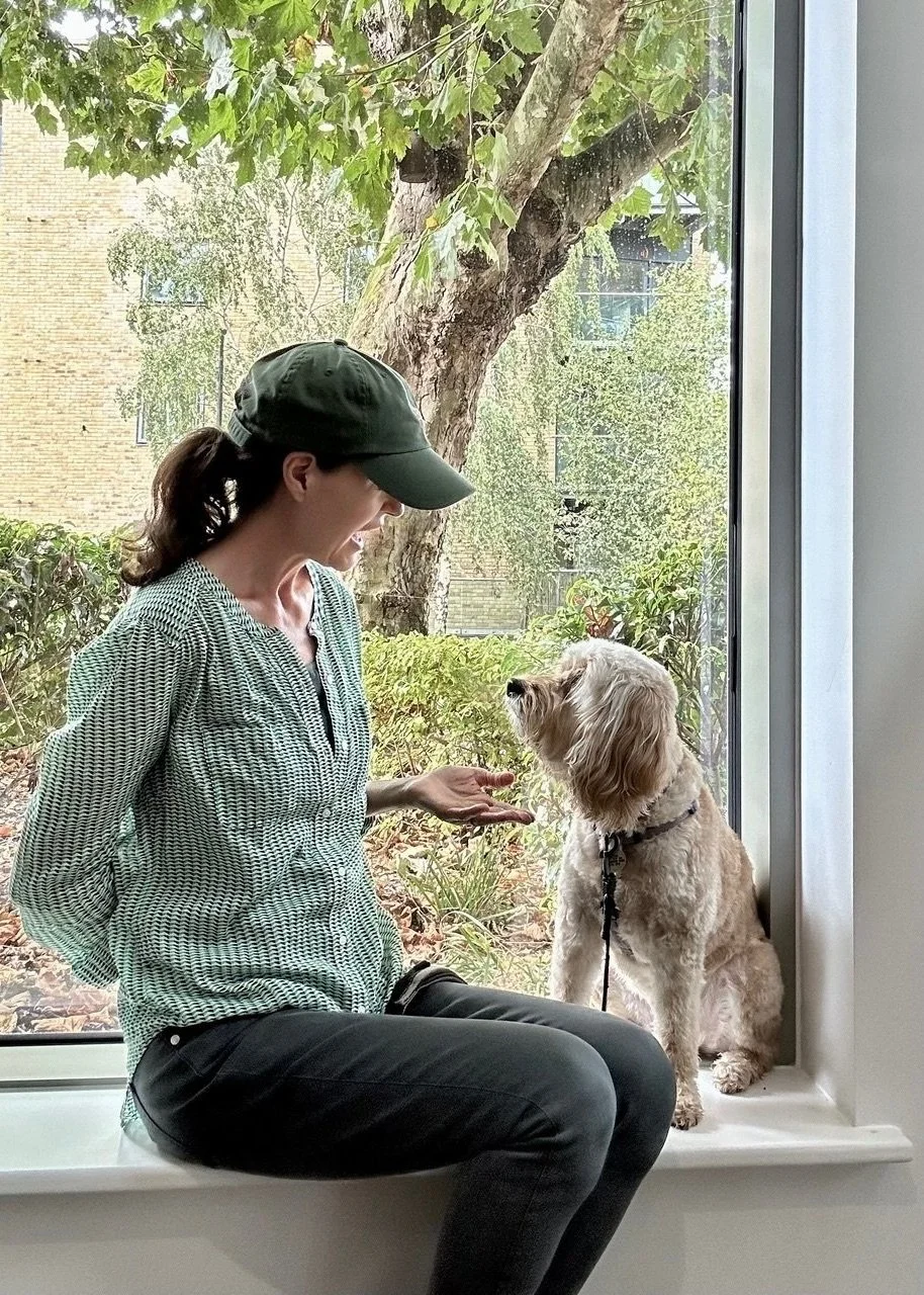 Stephanie Ismail, dog trainer at Puppy Life (London) training her dog in foundation skills