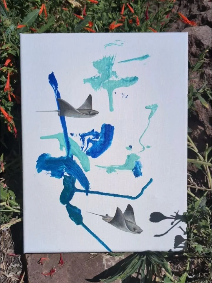 Another collaboration with some more amazing animals: the original painting was created by cownose and southern stingrays&nbsp;at Denver Zoo Conservation Alliance, and then I added a couple to the painting! 

This painting, along with others, will be