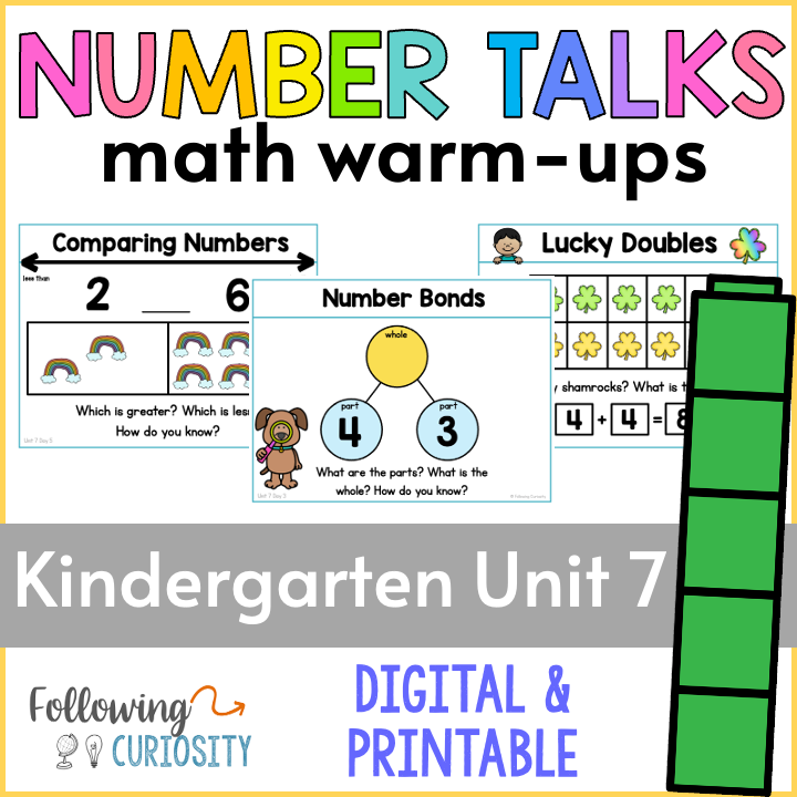 Daily Kindergarten Number Talks Digital Math Warm Ups | March Slides for Math Talks