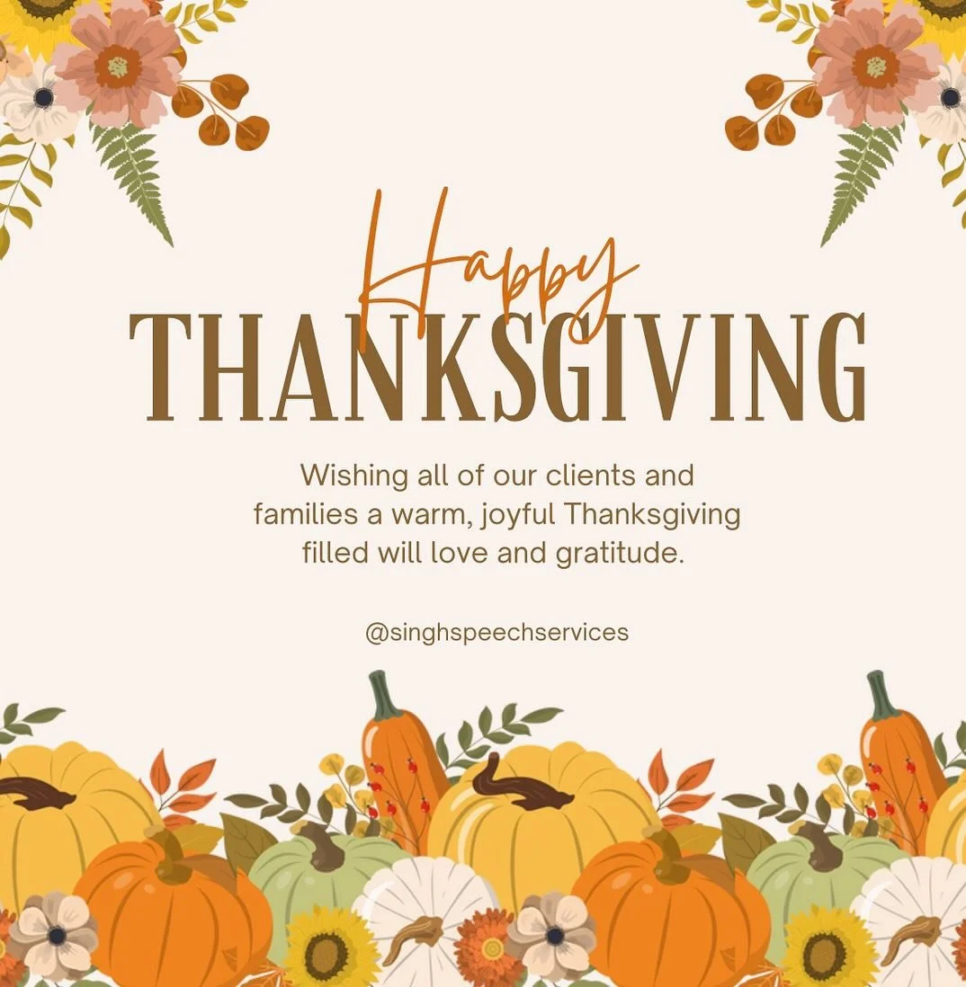 This thanksgiving I&rsquo;m feeling extra thankful for the opportunity to work with so many incredible kids and families! Thank you for trusting me and letting me be a part of your journey. 

Love, Ms. Sonika 🤍🦃

#speechtherepy #athomespeechtherapy