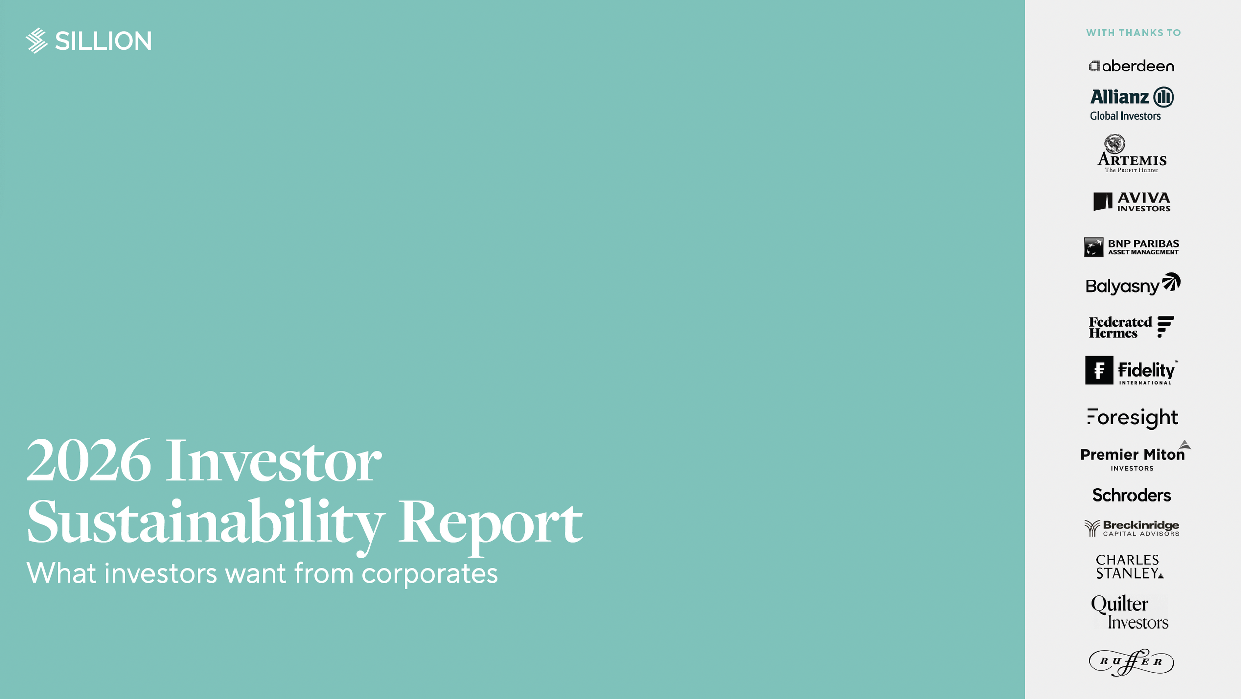 Sillion’s Investor Sustainability Report: What investors want from corporates in 2026