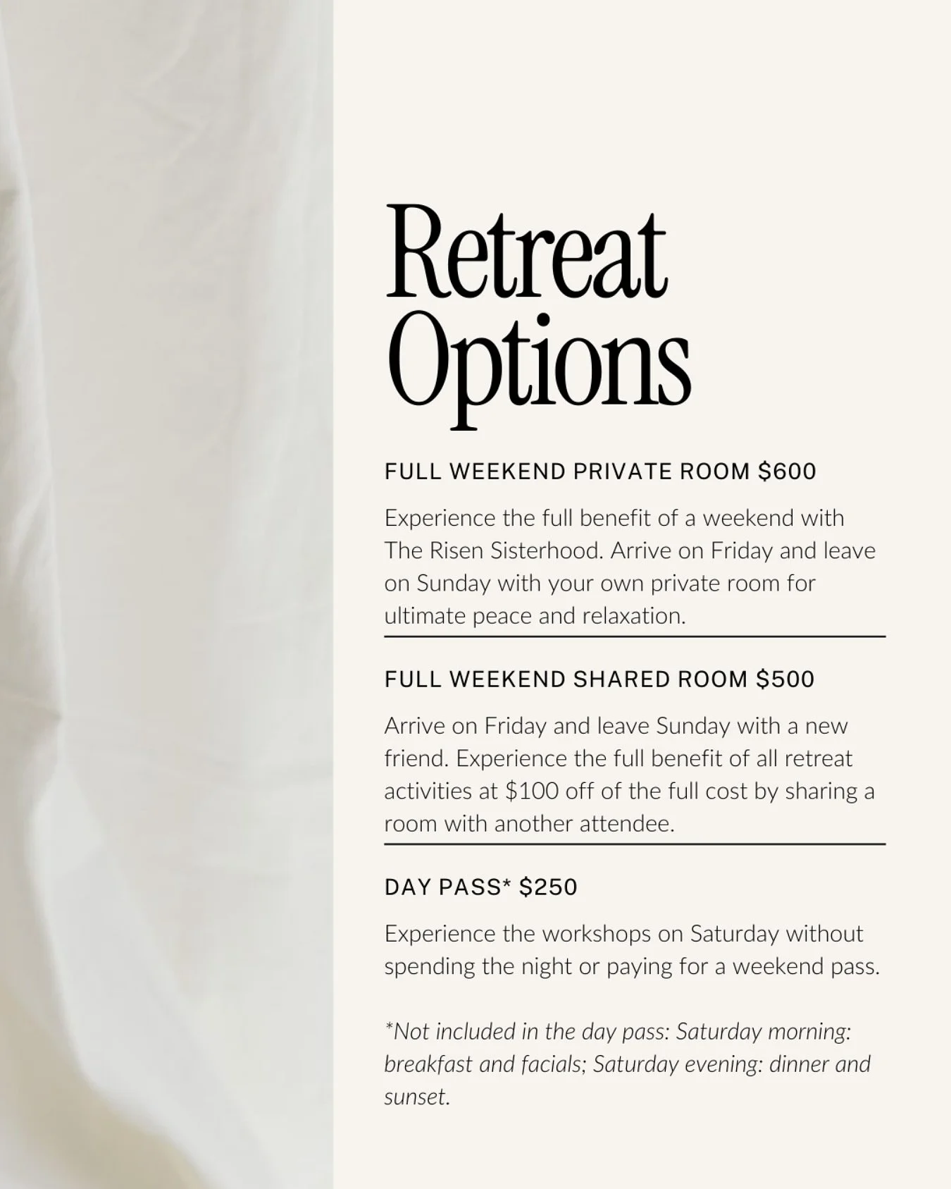 The lowest prices you will ever see as we soft launch our first official sisterhood retreat 🤍 
 
If you&rsquo;re completely new to this, growing more and more curious, or just starting to understand energy, spirit guides, and your purpose, this is t