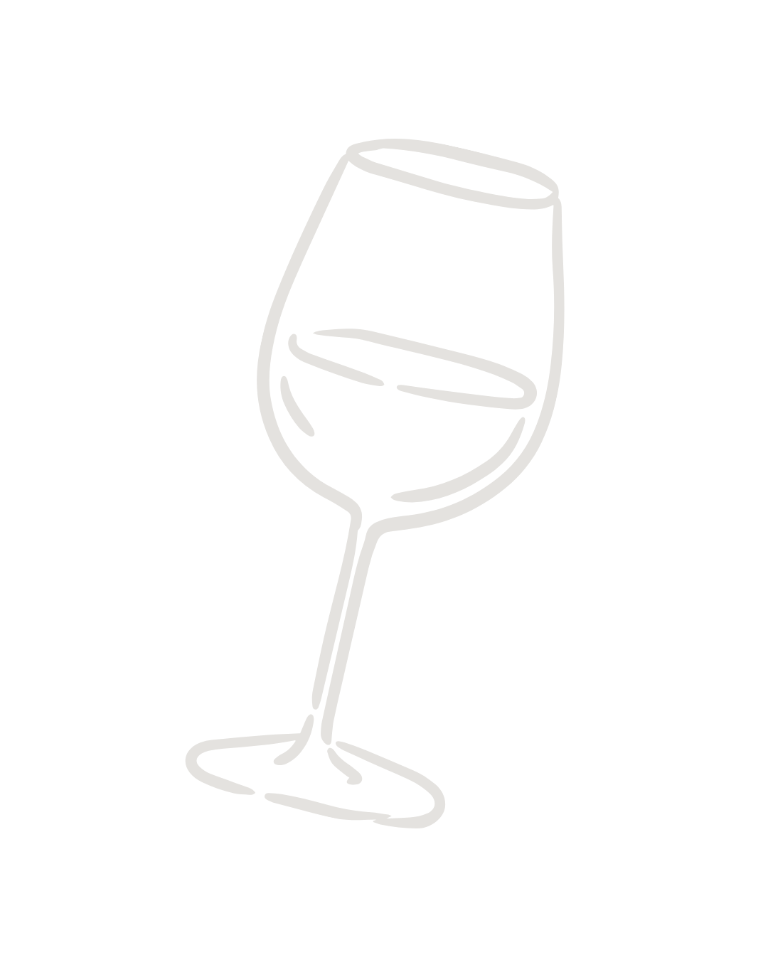 Dessin d'un verre à vin blanc rempli de vin blanc, tracé blanc sur fond noir.