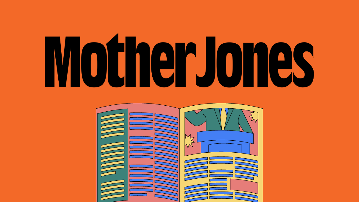 Mother Jones logo black on orange 
