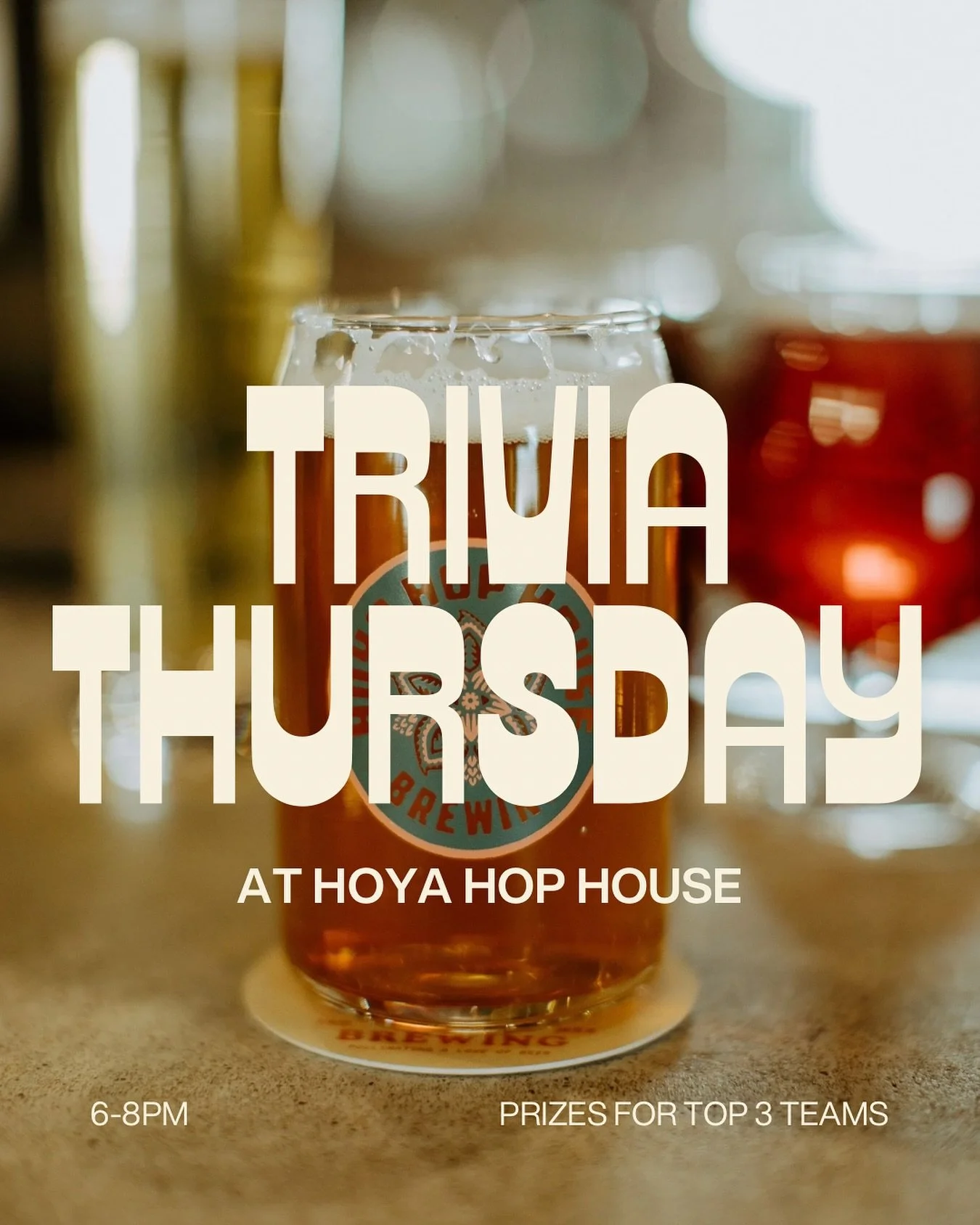 The beers are cold, the questions are ready, and Chris is here to test your brainpower! 🧠 
Trivia 6&ndash;8PM | Brewhouse 3&ndash;9PM