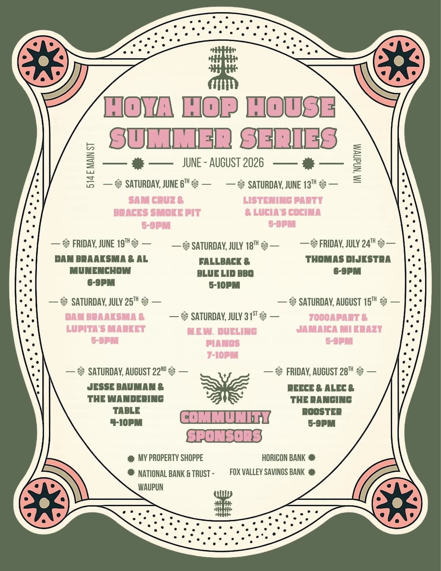 Here is our Summer Band &amp; Food Truck Series lineup! And wow&hellip; look at all this incredible talent! We set out to go bigger this year, and we truly think we achieved it. From bands and singers to special performances and amazing food trucks, 
