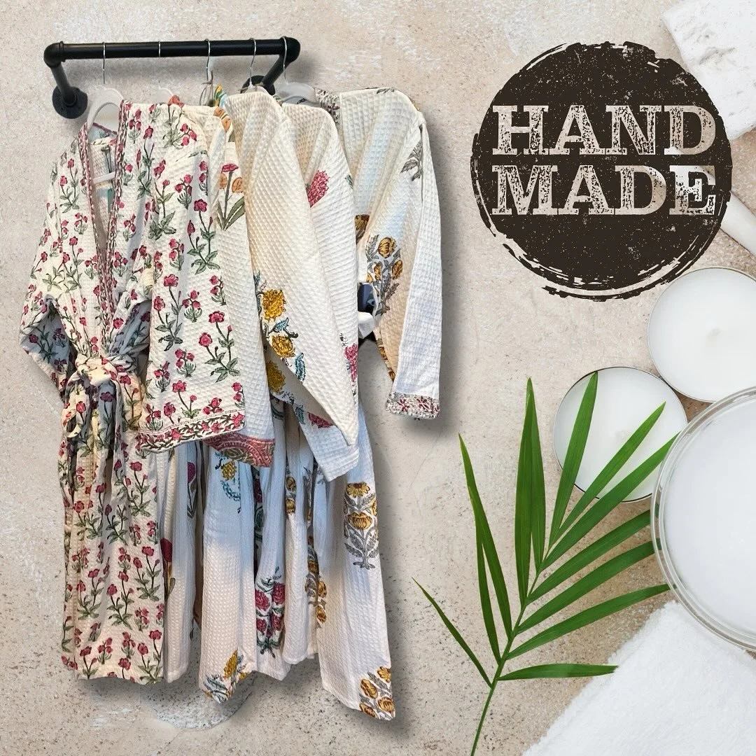Elevated Wellness now carries handcrafted robes and yoga bags from House of Alaan. Made with love and inspired by heritage, each piece features beautiful hand block printing and premium muslin cotton. Experience luxury and sustainability in every sti