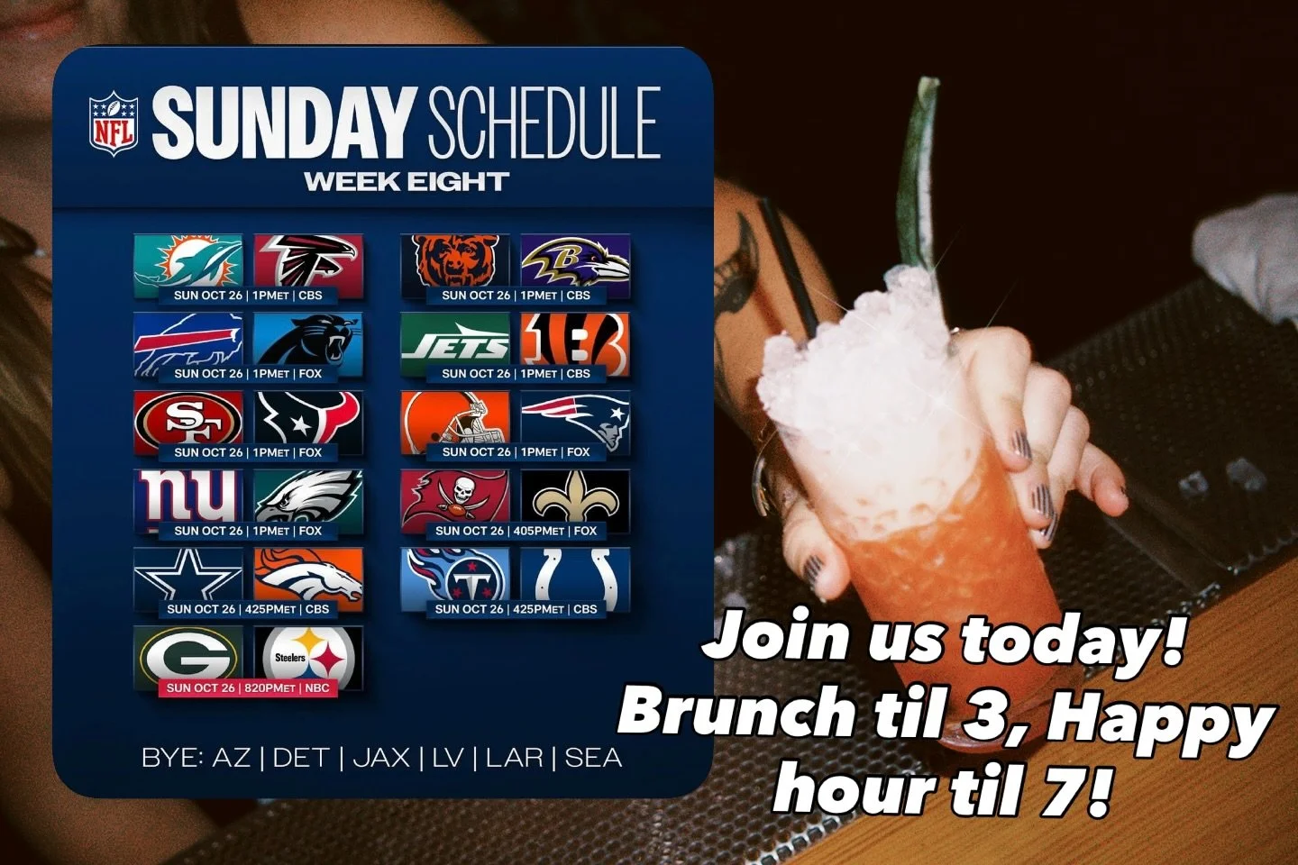 We’ve got the NFL Sunday Ticket đđē Every game, every play — all right here at Mean Jeens! The bar’s warm, the drinks are cold, and happy hour’s rollin’ ‘til 7 đģ Pull up and get comfy!
#MeanJeens #NFLSundayTicke