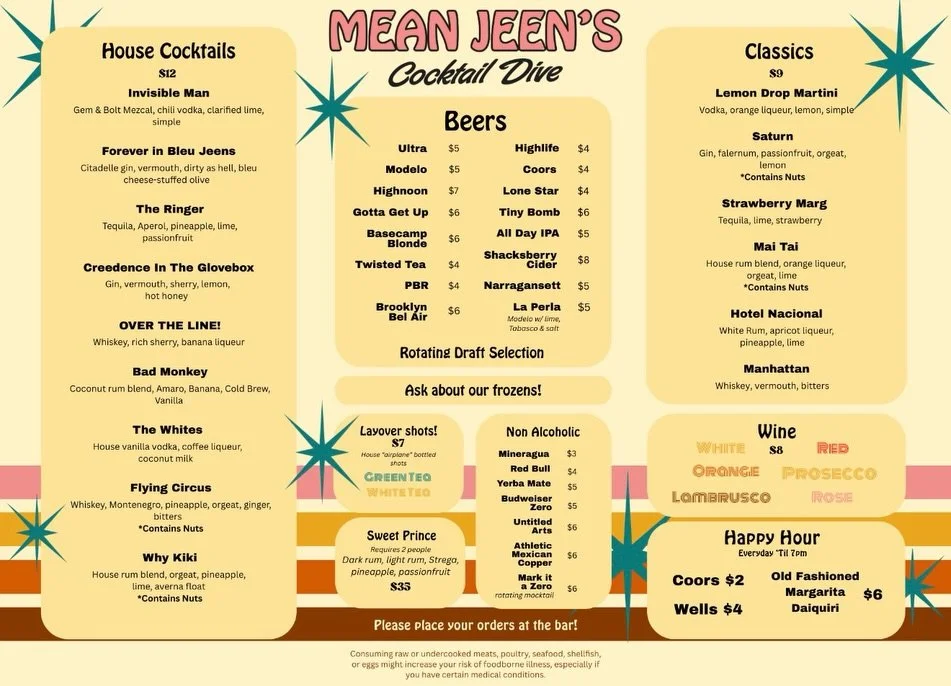New menu just dropped at Mean Jeen&rsquo;s 🔥
Come check out what we&rsquo;ve been cooking up &mdash; and make sure to let all your friends know!
See you at the bar 👋🍽️

#ChattanoogaEats #ChattanoogaBars #MeanJeens