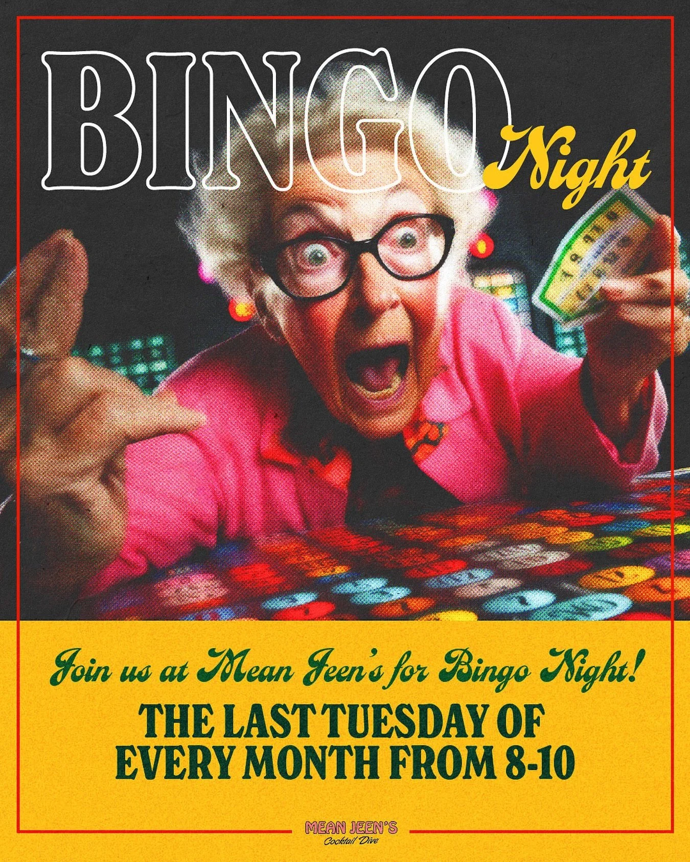 BINGO NIGHT TONIGHT! 🎉🍻

Come hang with us, grab a drink, and see if you can take home a prize.

Tag your friends and let them know!

#MeanJeens #BingoNight #ChattanoogaBars #ChattanoogaNightlife #NoogaNights