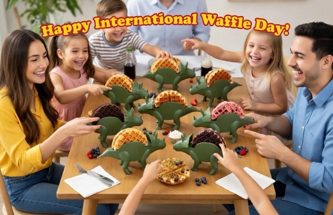 🦕 Happy International Waffle Day!
Get one from @funwares 
What&rsquo;s your favorite waffle topping? Drop it below 👇
#InternationalWaffleDay #DinoWaffles