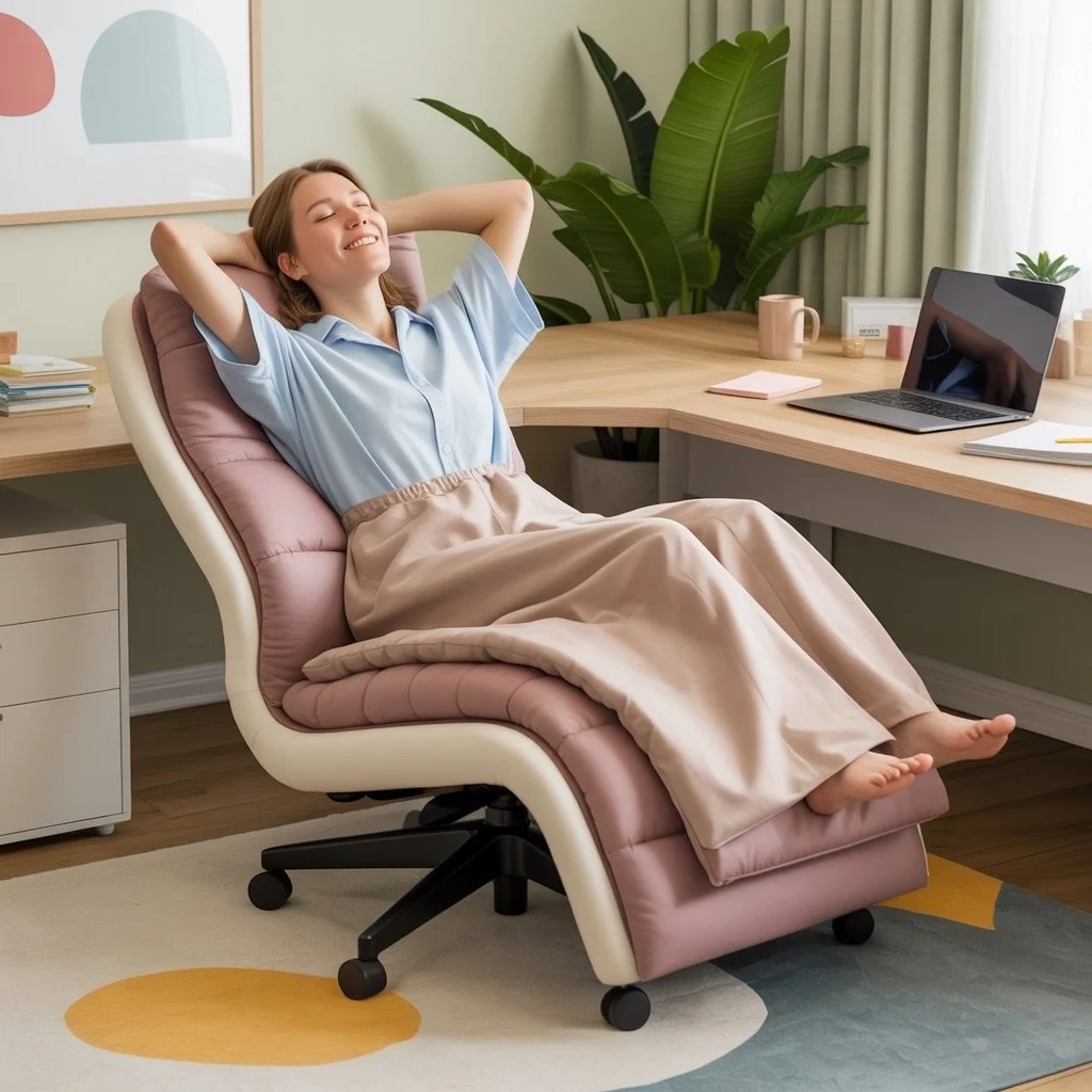 Introducing the Quick Nap Chair!

Tired at work? Transform your office chair into a cozy nap haven in seconds with our  Nap-o-Matic Technology! 

Features:
- Instant Recline for quick comfort
- Built-in Pillow for head support
- Whisper-Quiet Mode fo