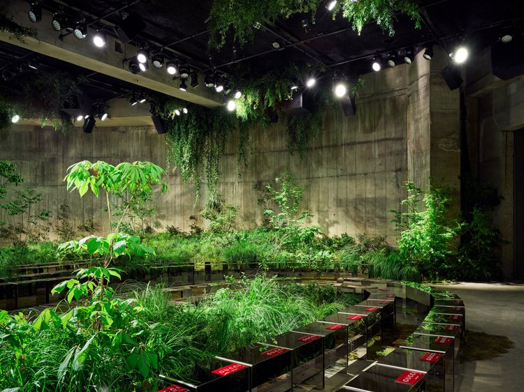 Planting filling the circular Tanks at Tate Modern for the Gucci Cruise 2025 show