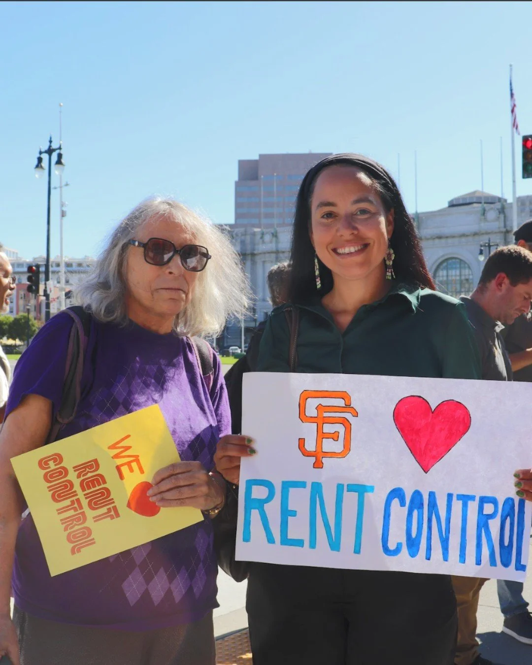 Here in SF, we love rent control, and we are here to defend it. The City Upzoning plan threatens demolition of the rent control units that allow us to stay in SF and that is why we are demanding our supervisors exempt ALL rent control units from the