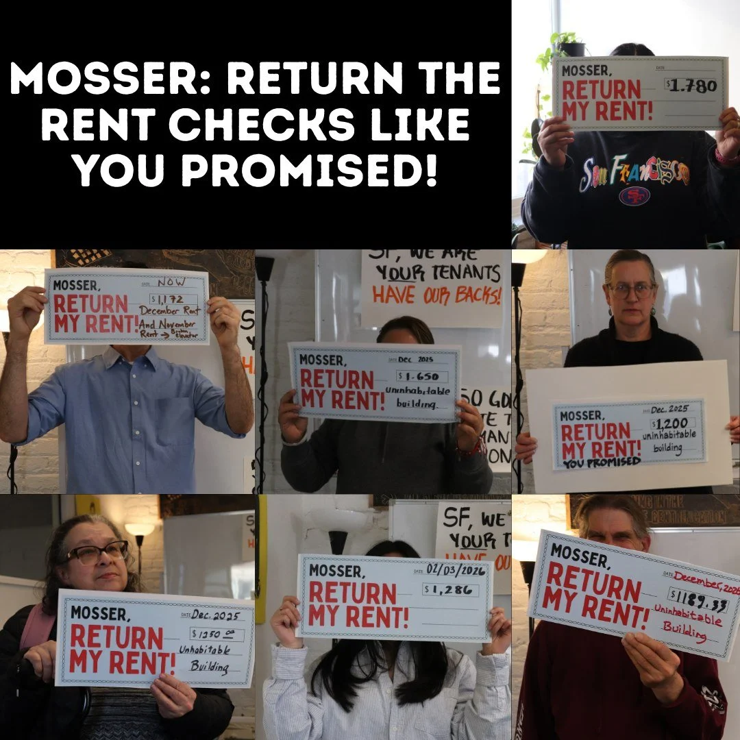 After these tenants were displaced by a fire in their building -- forcing many to sleep on the couch of relatives, in their cars, and on the street -- their landlord (Mosser) promised to return their rent money for the month that they were displaced.
