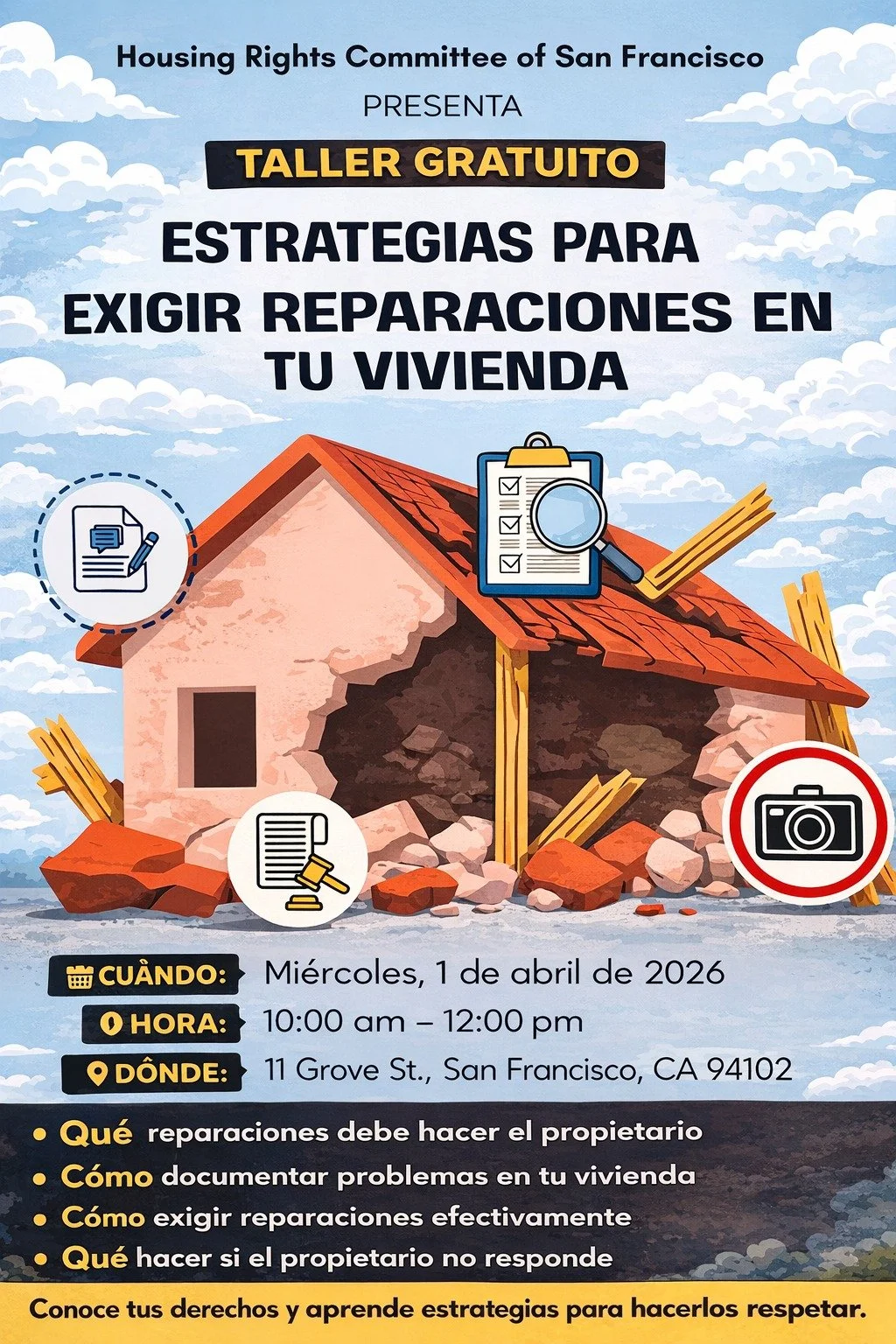 Conzca sus derechos como un inquilino en SF en comunidad con nuestros talleres para inquilinos! 📣💥
#poderinquilino #comunidad