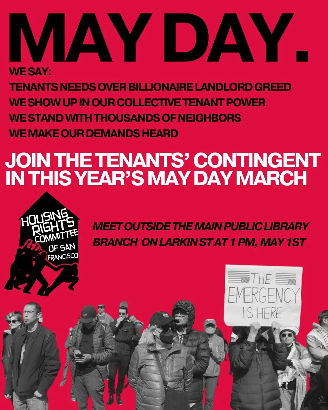 This Friday is the day! Join us for one of the biggest days of the year in the annual May Day march 📣💥‼️🚨 Bring a friend, a neighbor, a coworker, anyone with you!