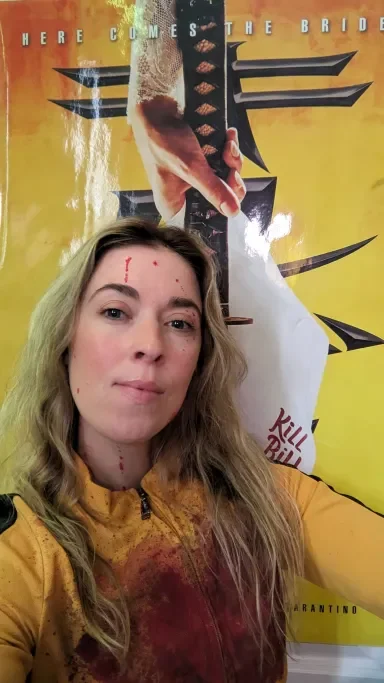 Image of the author dressed us as The Bride from Kill Bill