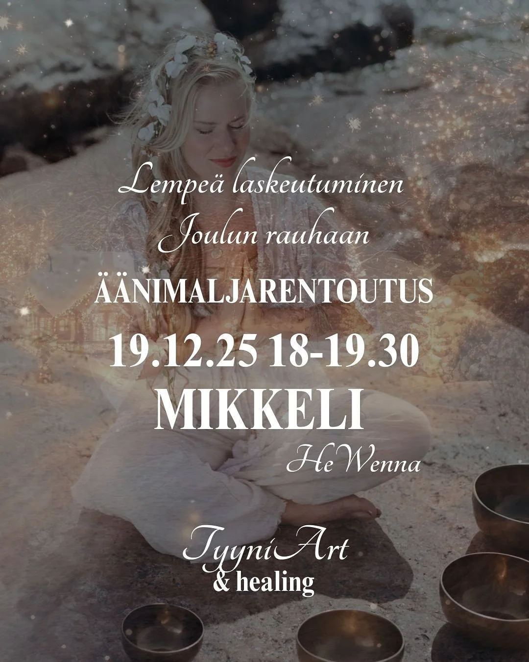 Tule lep&auml;&auml;m&auml;&auml;n, pys&auml;htym&auml;&auml;n ja rentoutumaan syv&auml;sti sointujen ja s&auml;velten lempe&auml;ss&auml; syleilyss&auml;. Laskeutuen samalla kohti Joulun rauhaa 
- sis&auml;ist&auml; rauhan tilaa🤍

&Auml;&auml;nimal