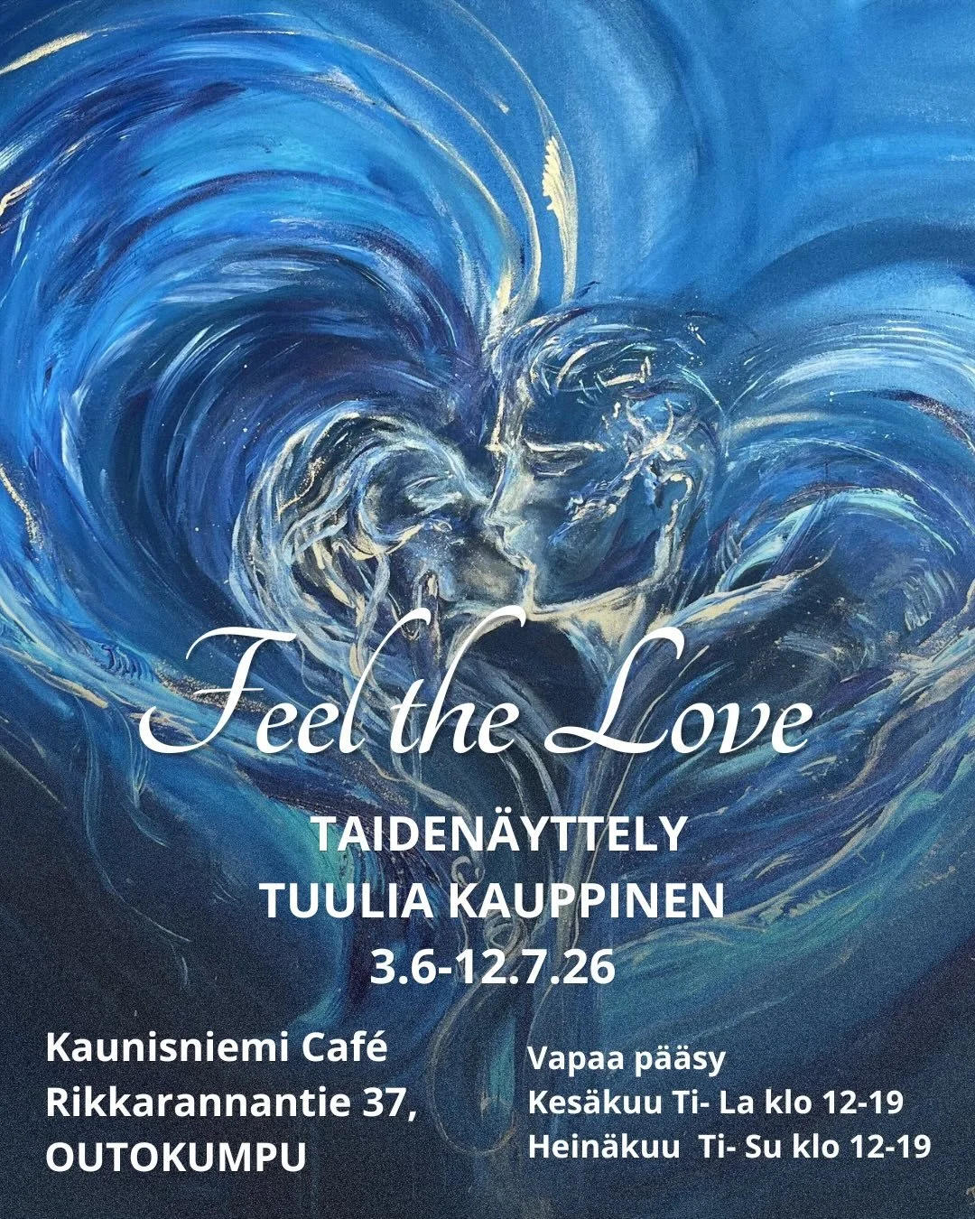 Tuulia Kauppisen taiden&auml;yttely &rdquo;Feel the Love&rdquo; koettavissa upean luonnon keskell&auml; Kaunisniemi Caf&eacute;ssa 12.7.26 asti 🦋🌊🌻

Sielukkaat teokset kutsuvat pys&auml;htym&auml;&auml;n ja tuntemaan rakkauden. 

L&auml;mpim&auml;