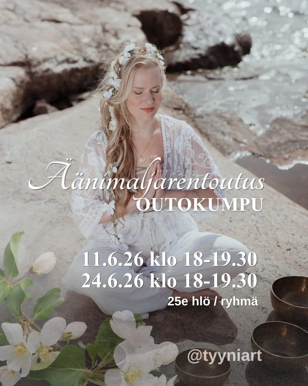 L&auml;mpim&auml;sti Tervetuloa lep&auml;&auml;m&auml;&auml;n,
pys&auml;htym&auml;&auml;n ja rentoutumaan syv&auml;sti sointujen ja
s&auml;velten lempe&auml;ss&auml; syleilyss&auml;.

A&auml;nimaljojen, tuulikellojen,gongin, keh&auml;rummun ja
muiden