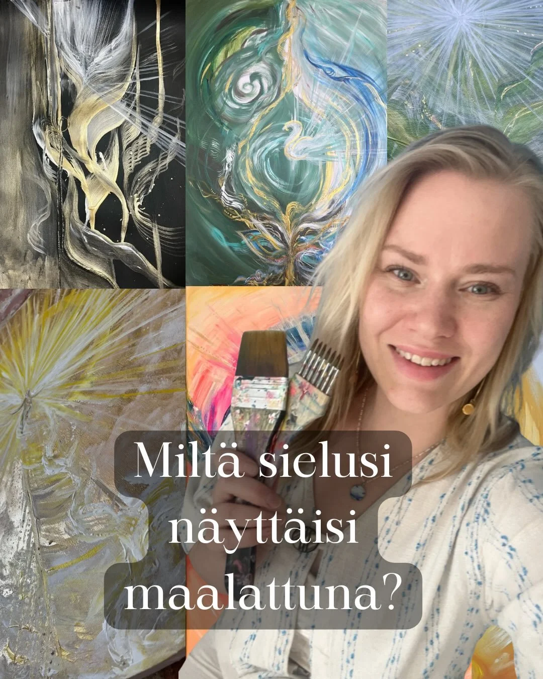 Kun sielusi haluaa tulla n&auml;hdyksi✨

Jokainen sielunmaalaus syntyy intuitiivisesti juuri sinulle &ndash; v&auml;rein&auml;, muotoina, symboleina. 

Sielunmaalaus voi tuoda: 

✨ n&auml;kyv&auml;ksi, jotain t&auml;ss&auml; hetkess&auml; merkityksel