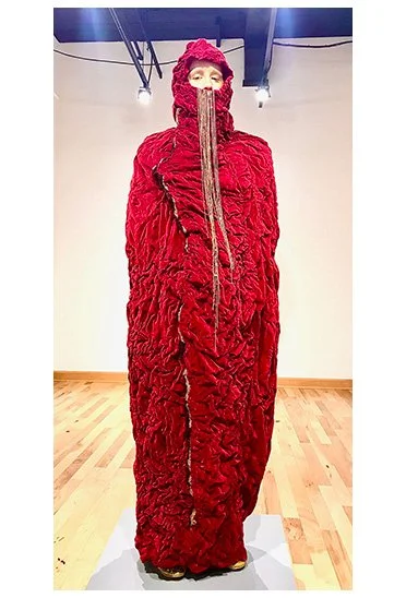 "Scab" |
Patricia Davoust |
Burned Velvet and Gold Beads |
Life Size |
NFS