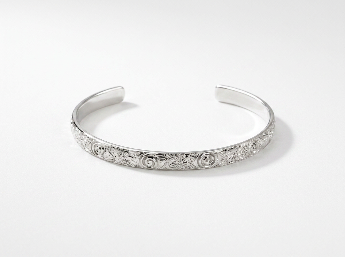 THE SILVER FLORAL BANGLE