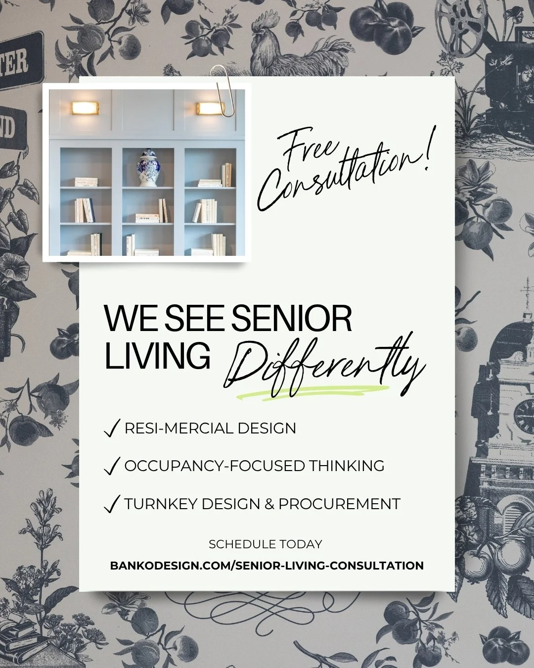Senior living design impacts more than aesthetics.
 
The strongest communities are intentionally designed to support resident experience, market differentiation, occupancy goals, and long-term success from the very beginning.
 
At Banko, our resi-mer