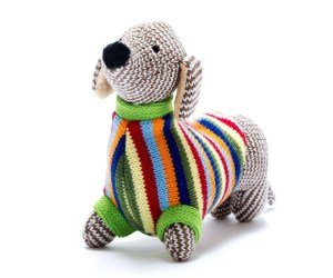 Knitted Sausage Dog Rattle
