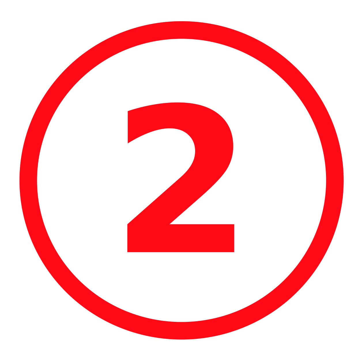 Red number 2 inside a red circle on a black background.