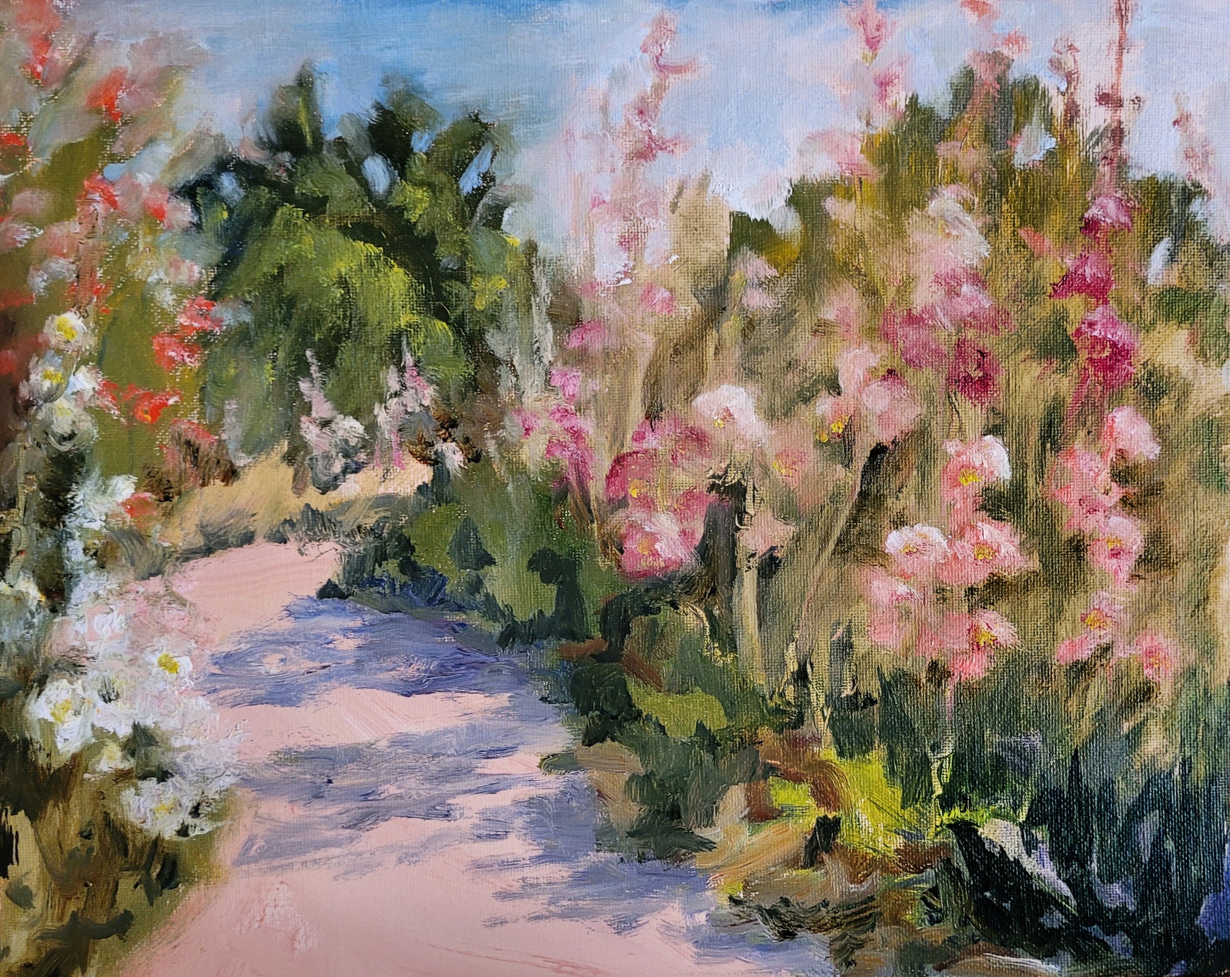 Holyhocks, 24x24, oil,.jpg
