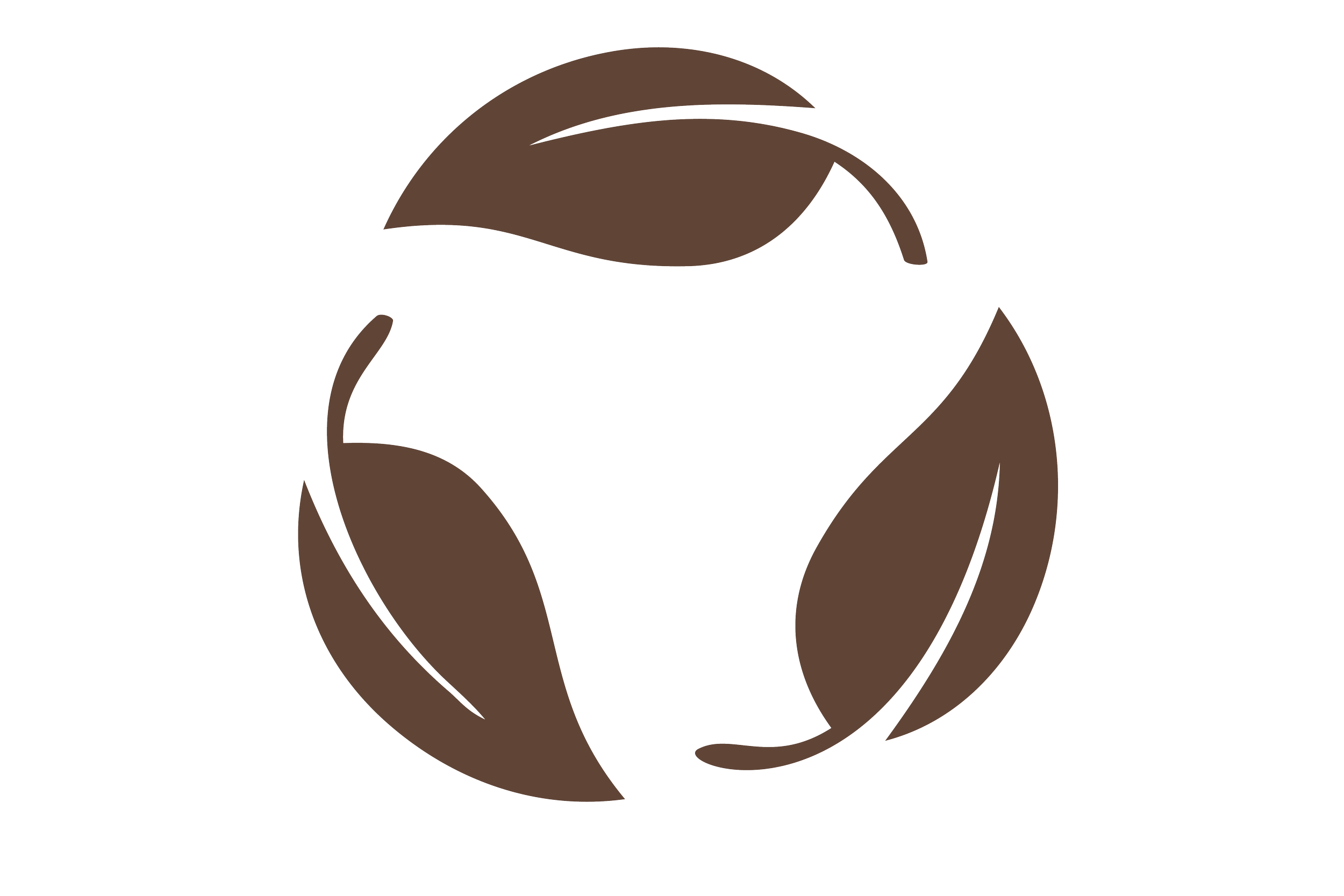 A circular logo featuring stylized hands holding a plant with two leaves.