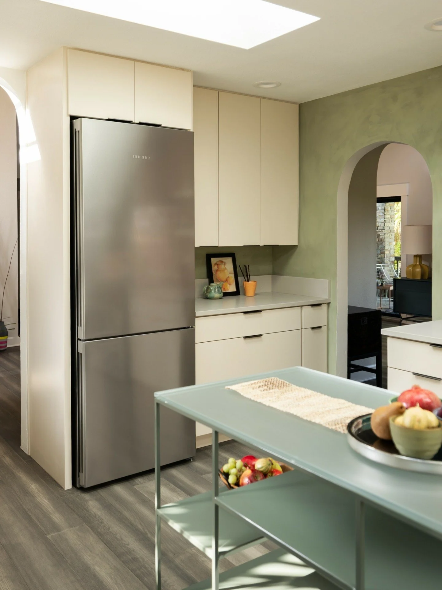 Take a walk with us through Woodland Terrace, a contemporary kitchen remodel by Dickerhoof Design 
We breathed new life into this dark, dated kitchen. 
Sustainable practices were very important to all of us. We salvaged as many cabinet boxes as possi