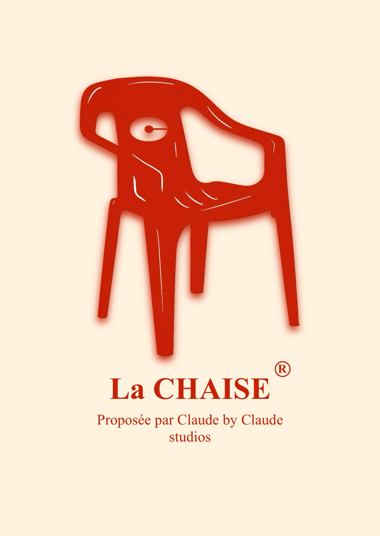 photo d’une affiche encadrée représentant une chaise rouge sous laquelle apparaît la mention La Chaise