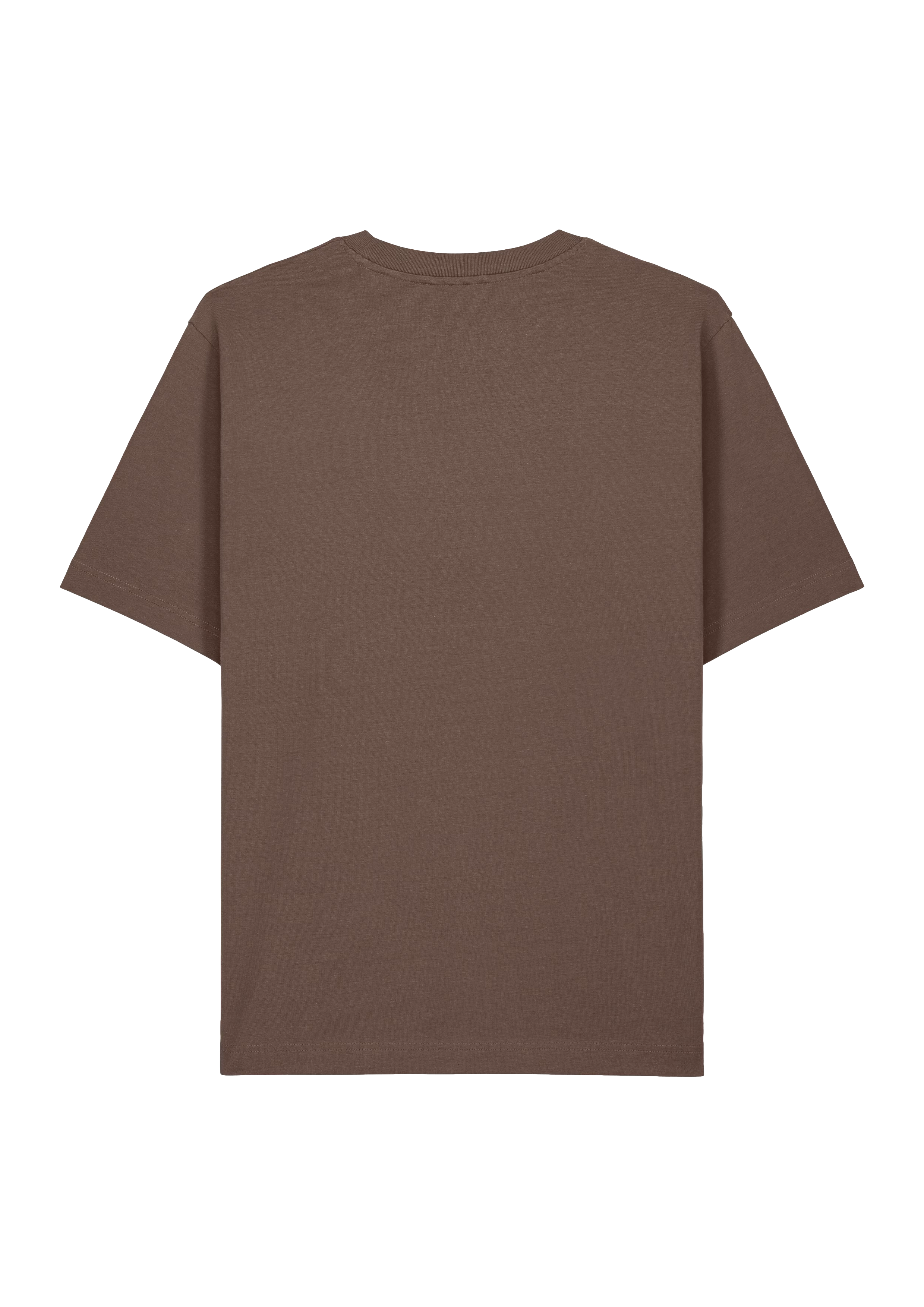 Image à plat d’un t-shirt marron chocolat de dos.