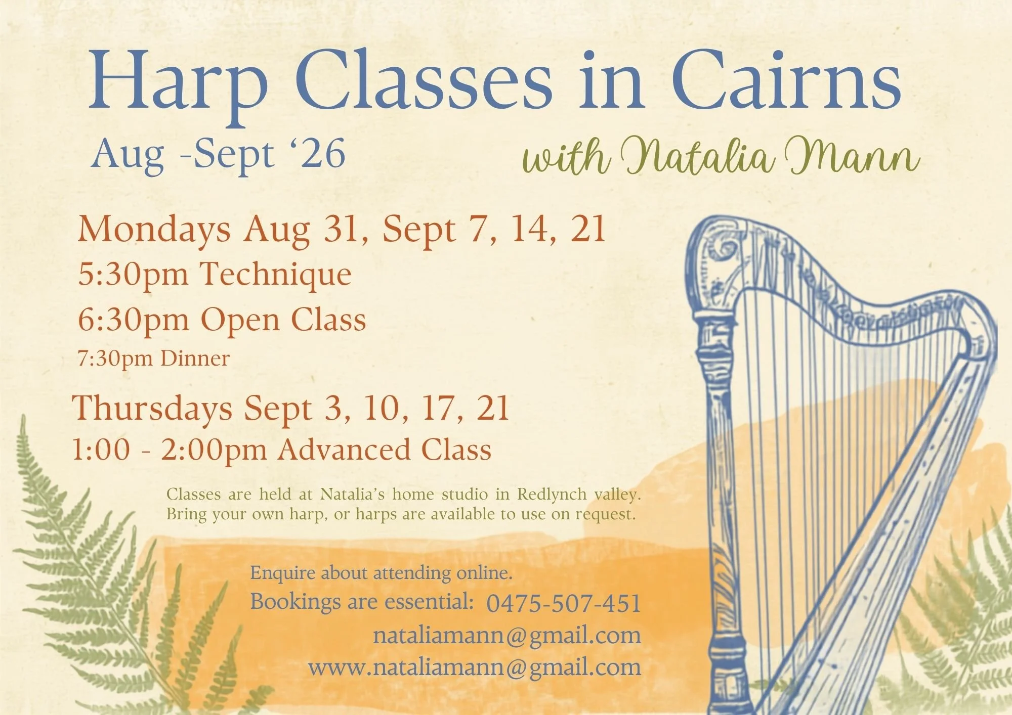 Harp Classes in September