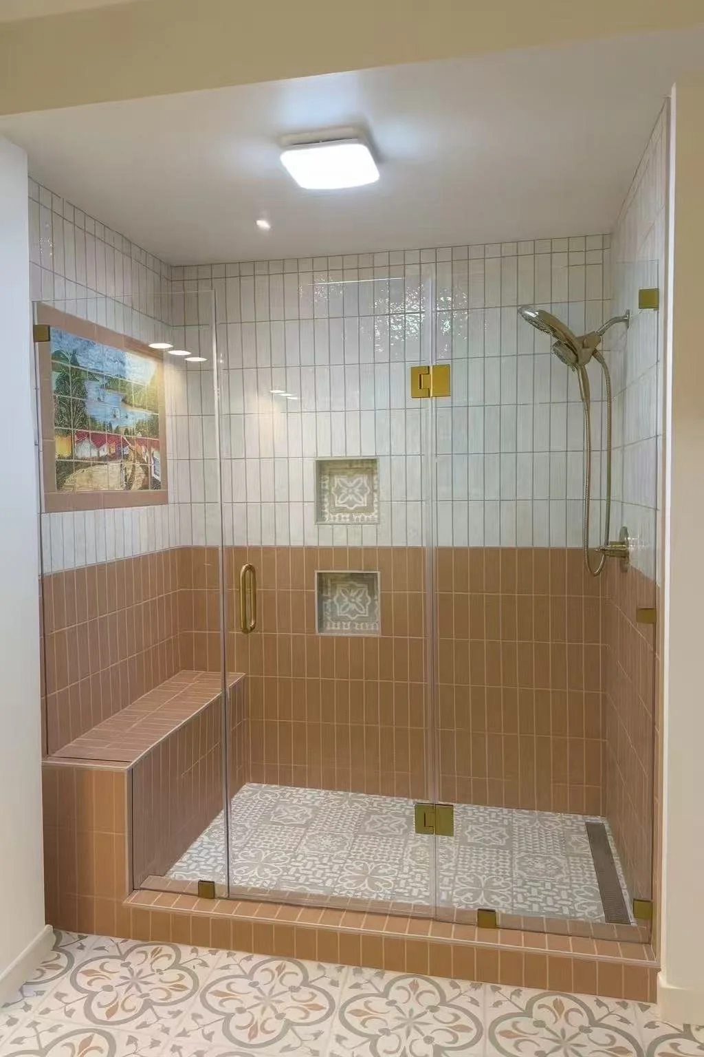 Custom Shower, Luxury Shower, Mural Shower, Schluter, Shower niche, Shower bench, Custom tile