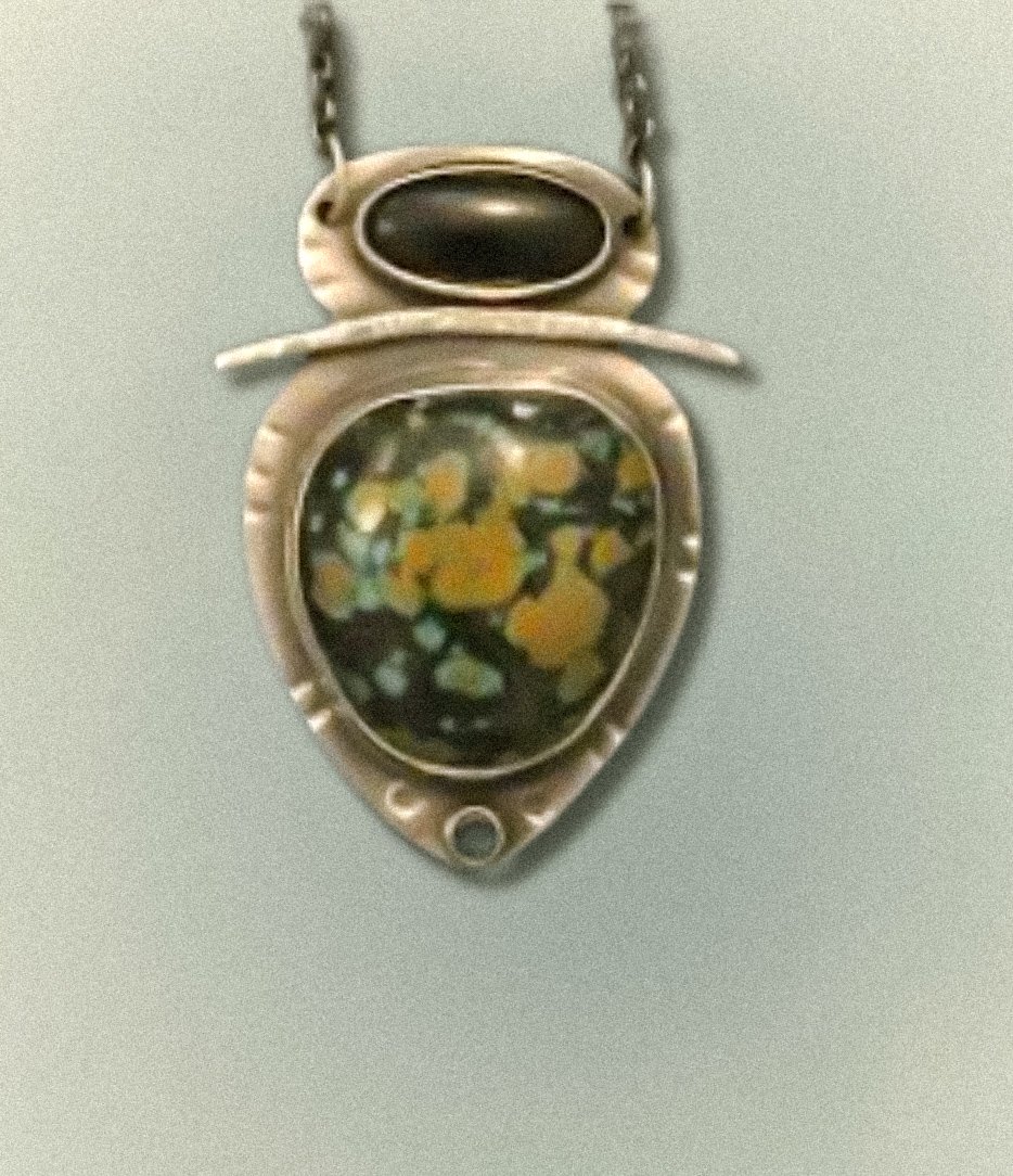 Desert Sky Turquoise and Onyx Scarab Pendant Necklace